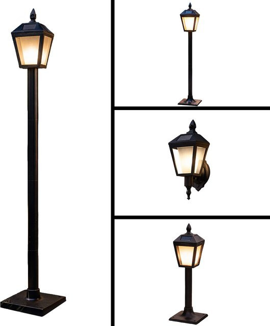 IC Garden World LED-Solar-Laterne Modern 4 in 1 in Schwarz mit Bewegungsmelder und Dämmerungssensor - Bild 1