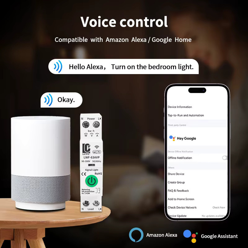 Tuya Wifi Intelligenter Leistungsschalter 63A mit Messfunktion und Timer Modul in Weiß - Bild 3