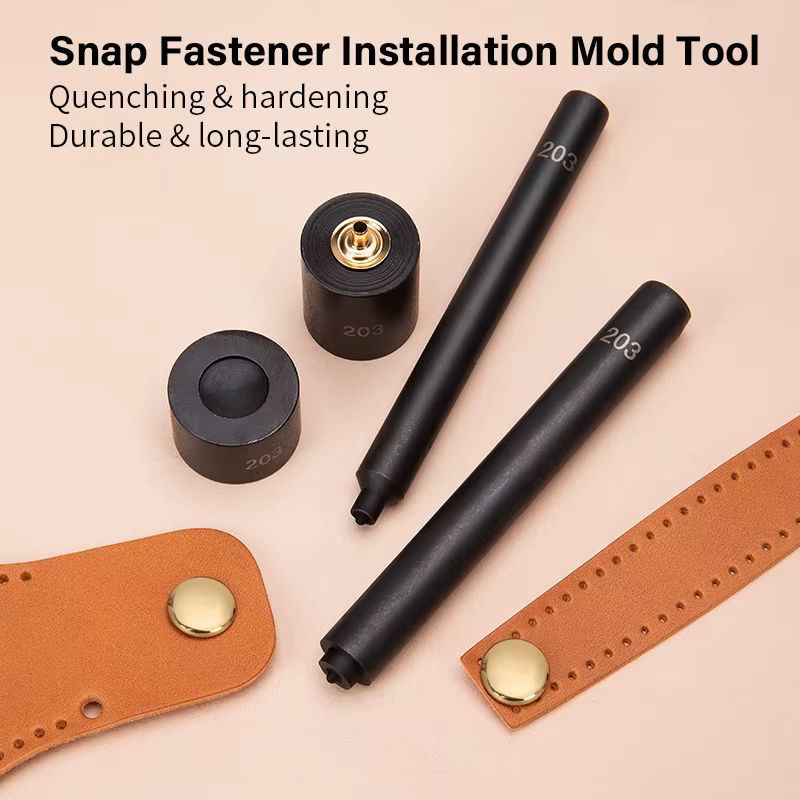 WUTA Professioneller Druckknopf-Knopf-Setter-Werkzeugsatz für manuelle Installation, Schwarz, 10 mm / 12,5 mm / 15 mm - Bild 4