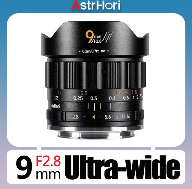 AstrHori APS-C 9 mm F2,8 Ultraweitwinkel-Prime-Kameraobjektiv für Sony E, Nikon Z, Canon RF und Fujifilm XF in Schwarz - Bild 1