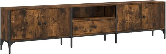 vidaXL TV-Schrank mit Schublade in Räuchereiche, Farbe Braun, B/T/H: 200 x 25 x 44 cm - Bild 1