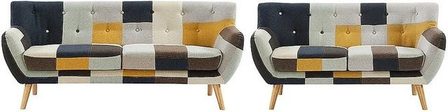 Vente-unique Couchgarnitur Serti in Mehrfarbig mit Patchworkstoff, 3+2-Sitzer-Sofa, Breite: 188 cm, Tiefe: 158 cm - Bild 1