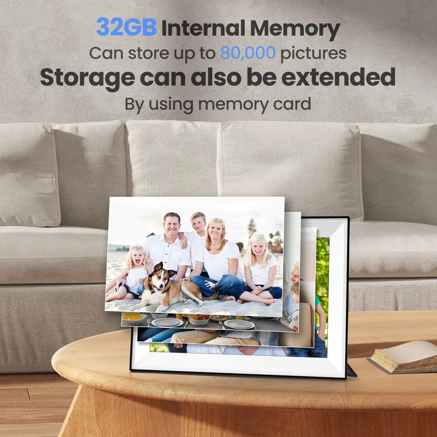 Frameo WLAN Digitaler Bilderrahmen 10,1 Zoll in Weiß mit 1280x800 HD IPS Touchscreen und 32GB Speicher - Bild 4