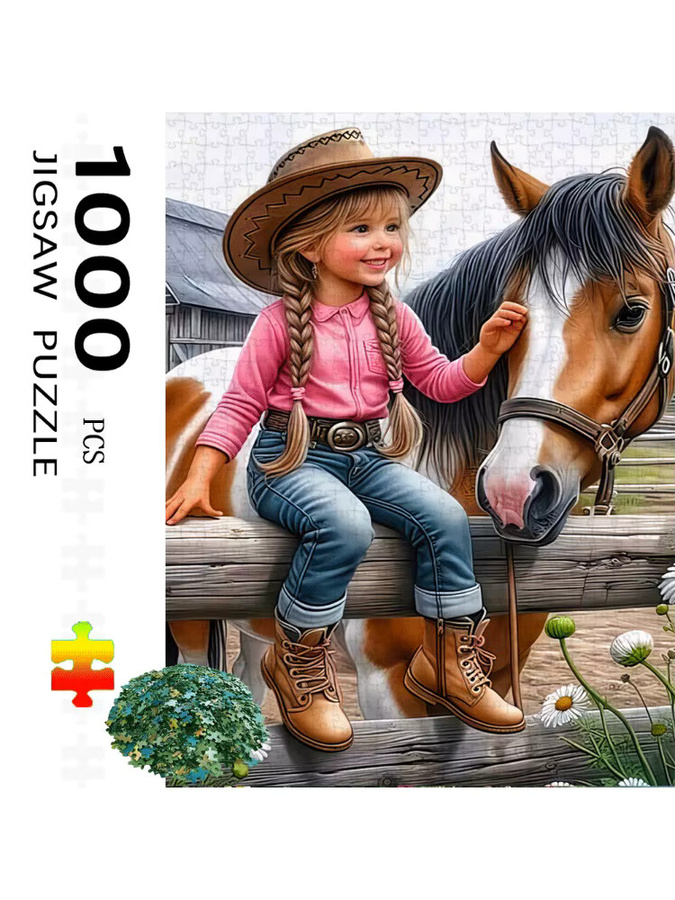 AZNM Western-Cowgirl- und Pferde-Design Puzzle, 1.000 Teile - Bild 6