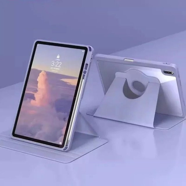 360 Grad drehbare Tablet Hülle für Samsung Galaxy Tab S11 S10 S9 Ultra S8 S7 FE A9 A11 Plus S6 Lite in Weiß mit Stifthalter - Bild 1