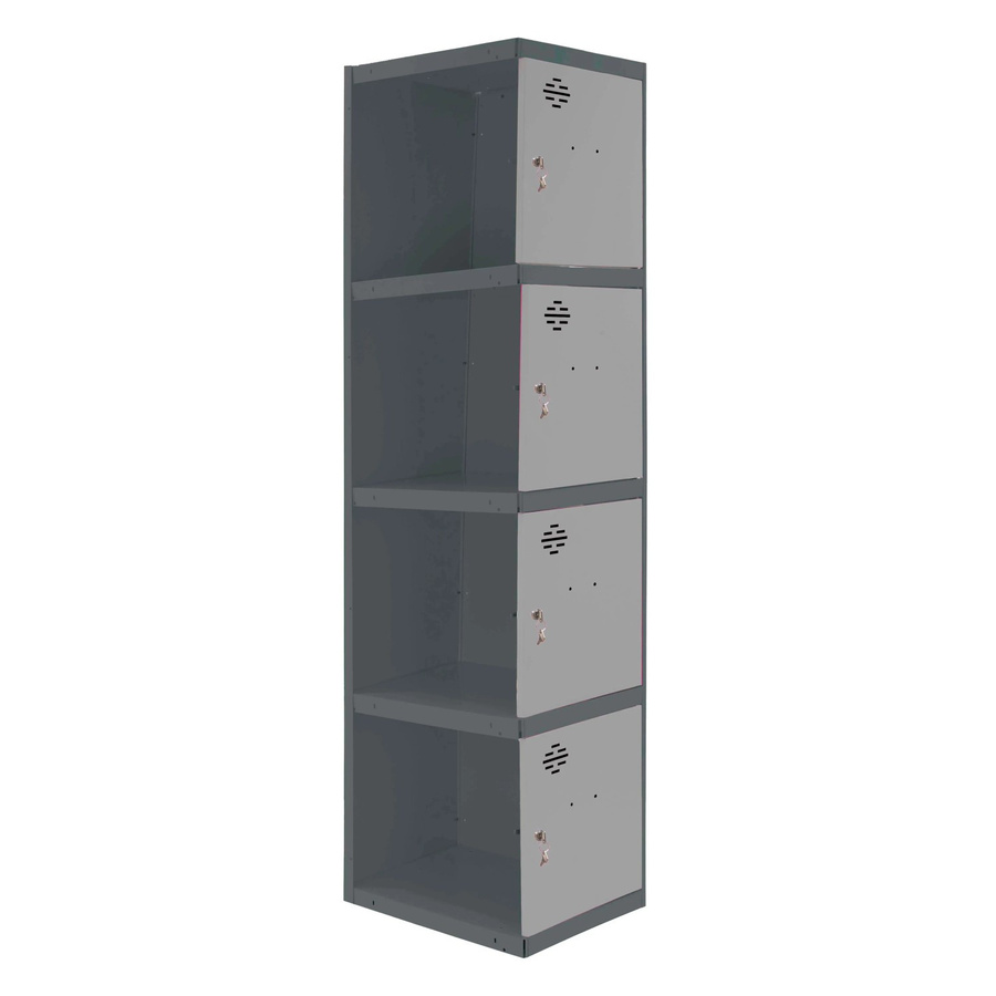 PROREGAL Spind AMEGO Anbaumodul mit 4 Abteilen, Schließfach Garderobe, Anthrazit-Grau, H x B x T: 180 x 30 x 50 cm - Bild 2