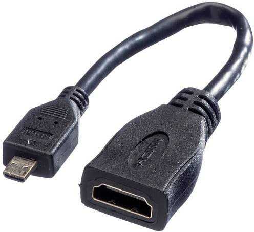 Value HDMI Anschlusskabel HDMI-A auf HDMI-Micro-D, Schwarz, 0,15 m, Geschirmt - Bild 1