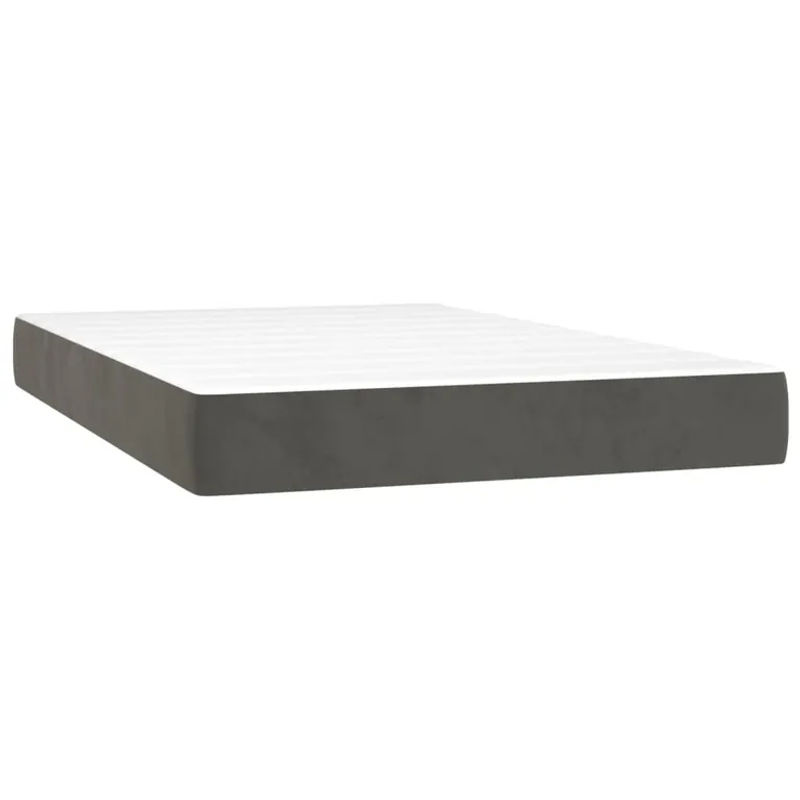 vidaXL Boxspringbett mit Matratze in Dunkelgrau aus Samt, Hybrid-Modell mit Taschenfederkern, B/T: 120 x 200 cm - Bild 3