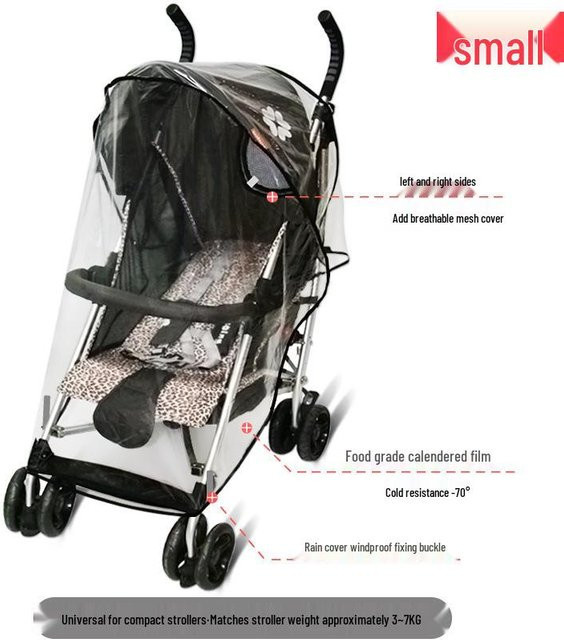 Universeller winddichter Regenschutz für Kinderwagen von BabyBloom Shop in Schwarz und Transparent - Bild 1