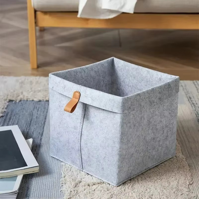 Schreibtisch-Organizer Korb aus Filz in Grau als Aufbewahrungsbox für Snacks und Kleinteile, B: 20,0 cm, T: 12,0 cm, H: 1,0 cm - Bild 4
