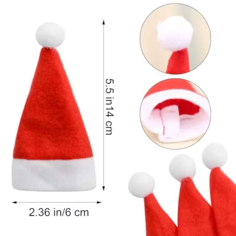 ZQNYCY Mini Weihnachtsmützen Besteckhalter für Gabel und Messer, rote Tischdekoration für Weihnachten und Silvester - Bild 3