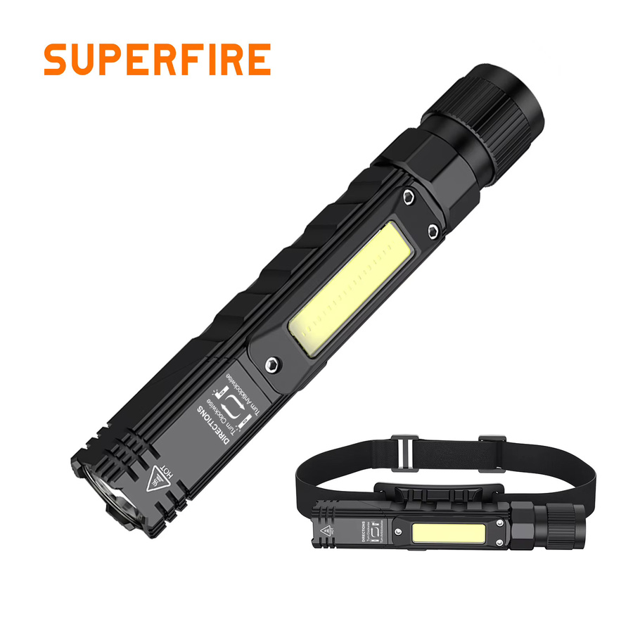 SUPERFIRE G19 LED-Arbeitsleuchte mit COB-Licht, wasserdicht, magnetisch und USB wiederaufladbar, Farbe: Schwarz/Gelb - Bild 4