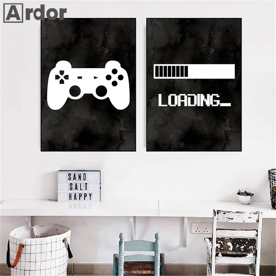 Potdemiel Gaming Leinwand Kunstdruck für Kinderzimmer in Schwarz und Weiß im modernen Nordic Design - Bild 4