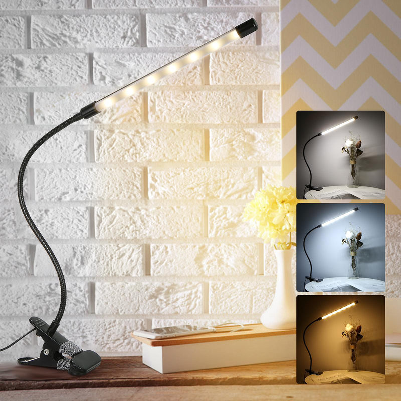 TOMTOP JMS LED-Schreibtischlampe zum Aufstecken in Schwarz mit dimmbarer Helligkeit und Touch-Steuerung für Schreibtisch und Bett - Bild 3