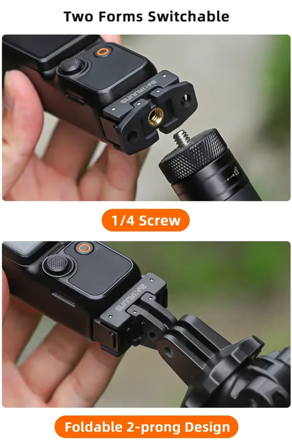 DJI OSMO Pocket 4 und Pocket 3 Schnellverschluss-Montageadapter mit faltbarer Verlängerungshalterung und Stativadapter in Schwarz - Bild 3