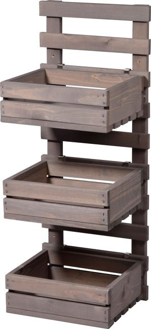 Dobar 3-stufiges Wandregal aus Holz in Grau mit verstellbaren Regalböden - Bild 1