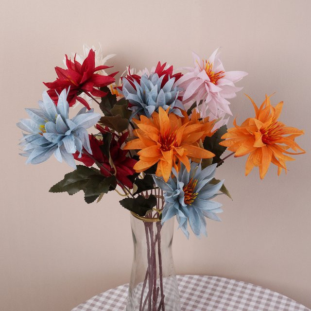 Uflower Künstliche Chrysantheme aus Seide in Coffee für Herbstdekoration und DIY-Blumenarrangements - Bild 1