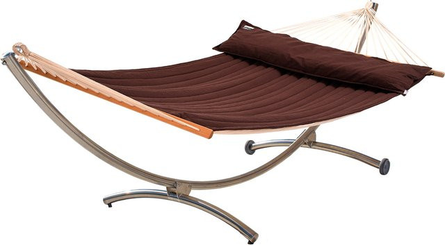American-Hammock-Lifestyle Royal Deluxe Familien-Hängematte mit Standgestell und Kissen in Cofea-Robusta - Bild 1