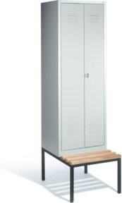 C+P Doppelspind Classic mit Sitzbank, 2 Abteile, Lichtgrau, H x B x T: 209 x 61 x 50/81,5 cm - Bild 1