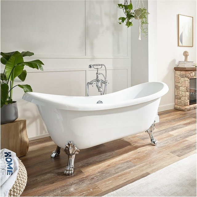 HOME DELUXE Freistehende Badewanne FAMA in Weiß, oval aus Acryl, Breite: 176 cm, Tiefe: 74 cm - Bild 1