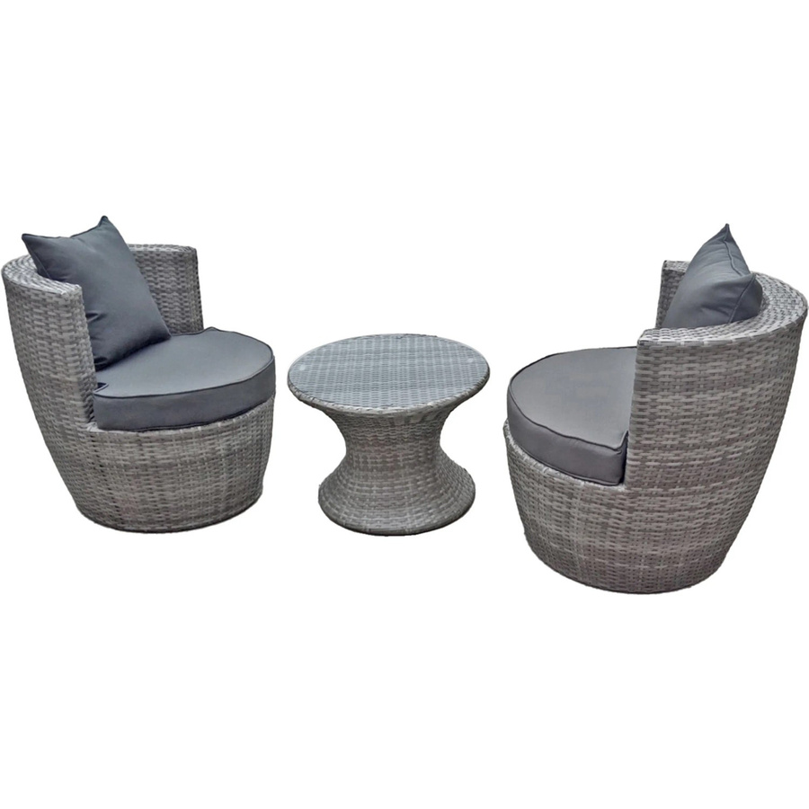 Garden Pleasure Club-Set Linz 3-teilig aus Kunststoffgeflecht und Stahl in Grau - Bild 2