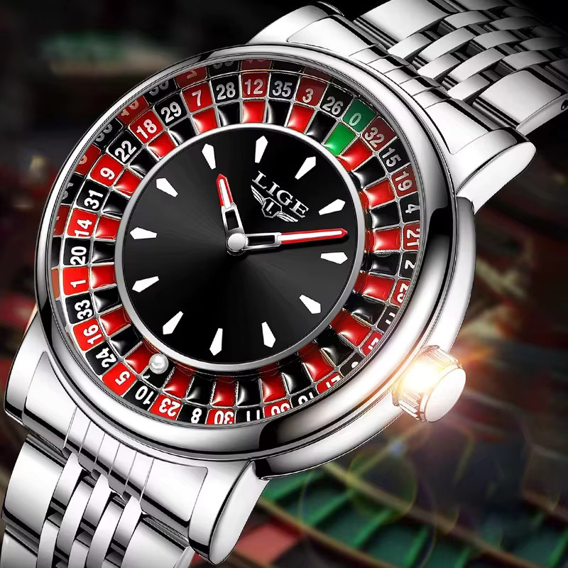 LIGE Armbanduhr Quarz, Edelstahl, Schwarz, Silber, Herren - Bild 2