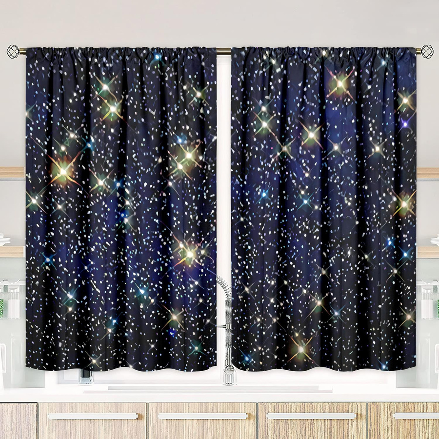 Yiran Furniture Sternenhimmel Vorhang Set aus Polyester, 2 Stück, semi-transparent, Breite: 76,2 cm, Höhe: 165,1 cm - Bild 3