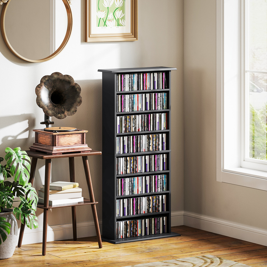 HOMCOM Modernes CD-Regal in Schwarz mit 8 Fächern für 360 CDs, B/T/H: 58 x 24 x 124,5 cm - Bild 2