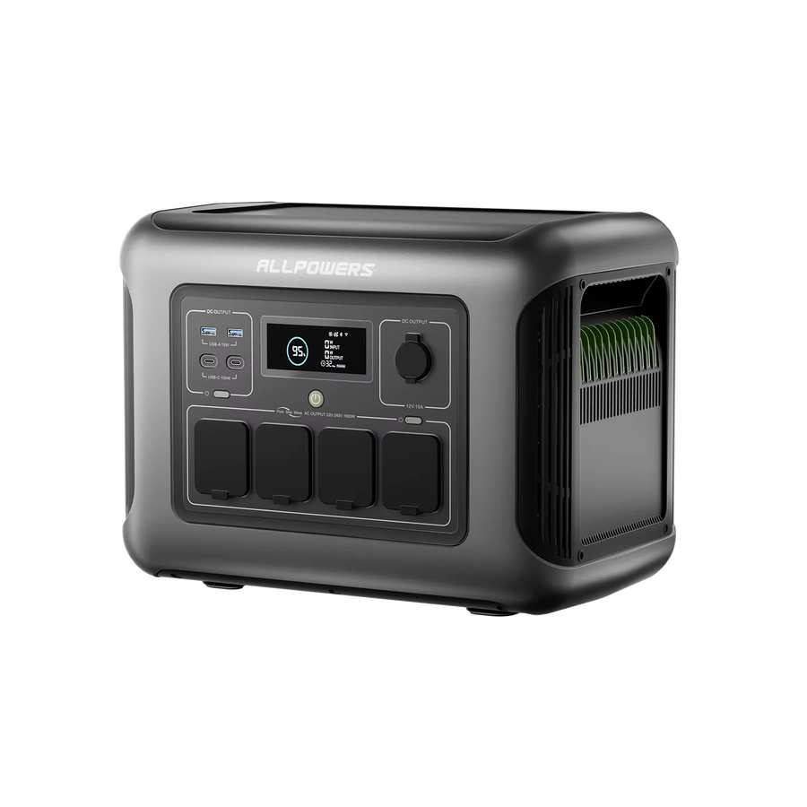 ALLPOWERS R1500 LITE Tragbares Kraftwerk in Grau mit 1056 Wh Kapazität, 1600 W Leistung und 3200 W Spitzenleistung, LiFePO4 Solargenerator mit AC-Ausgang und USV-Funktion für Camping und Wohnmobile - Bild 6