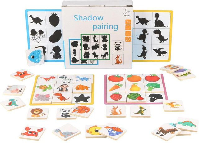 Yiran toy Formen Finden Spielzeug, Tiere Früchte Schatten Zuordnung Puzzle, ab 3 Jahre - Bild 1
