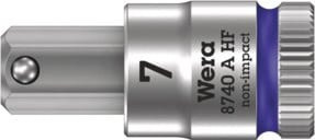 Wera Zyklop Bitnuss 8740 A HF mit 1/4 Zoll Antrieb und Haltefunktion für Innensechskantschrauben, Farbe: Silber, Breite: 7 mm, Tiefe: 28 mm - Bild 1