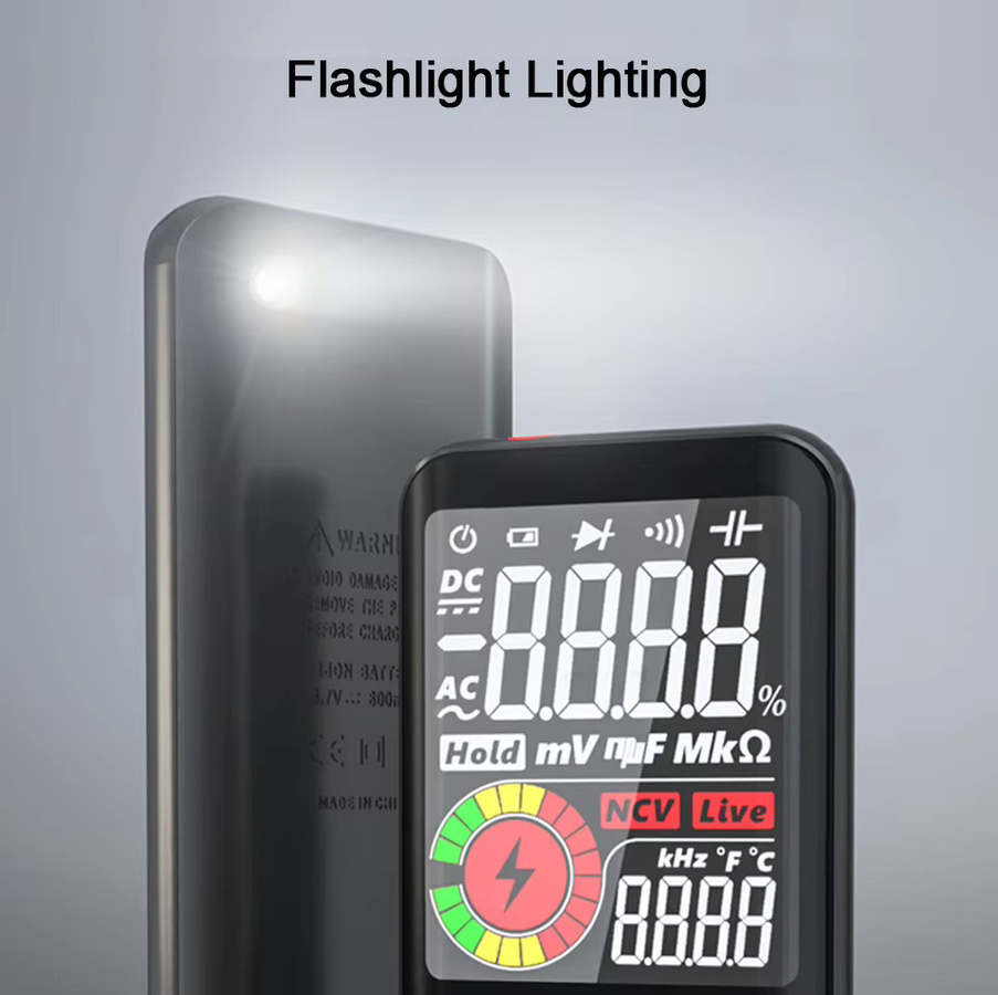 BSIDE Handmultimeter in Schwarz, wiederaufladbar mit 9999 Anzeigen, großes LCD-Display und automatischer Bereichswahl für Zuhause, Werkstatt und Labor - Bild 5