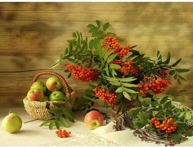 FIYO DIY Diamantmalerei Landschaft Rowan Bild in Beige mit Herbst-Motiv, B/H: 30 x 20 cm - Bild 1
