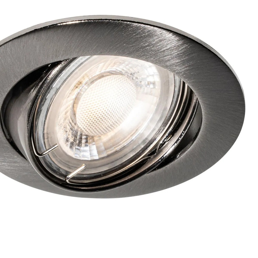 QAZQA Moderner Einbaustrahler Gunmetal Rund Schwenkbar GU10 Grau - Bild 2