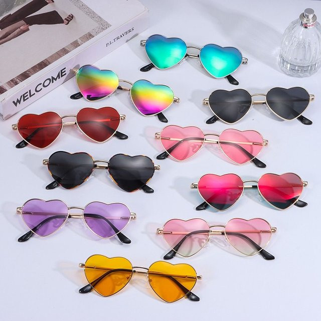Herzförmige Sonnenbrille, Metall, Vollrand - Bild 1