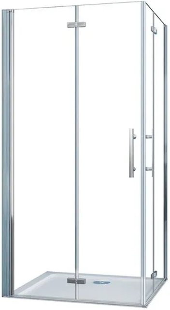 Duschparadies Duschkabine als Eckeinstieg mit Pendeltür aus 6mm Nano Glas in Transparent, B/T: 110 x 76 cm, Höhe: 185 cm, Farbe: Verchromt/Silber - Bild 1