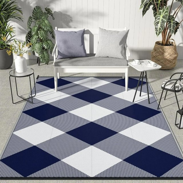 Lodestar Outdoor Teppich Blau, Waschbarer Camping- und Picknickteppich aus Polyester, B/H: 80 x 50 cm - Bild 1