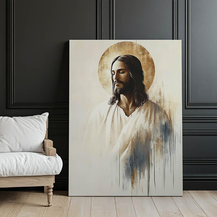 Jesus in der Stille Wandbild im schwarzen Aluminiumrahmen, Breite: 50 cm, Höhe: 70 cm - Bild 2