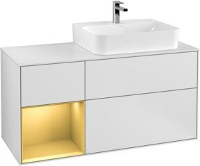 Villeroy & Boch Finion Waschtischunterschrank mit Abdeckplatte und Regal links in Weiß matt lackiert, Breite: 120 cm, Tiefe: 50,1 cm, Höhe: 50,1 cm - Bild 1
