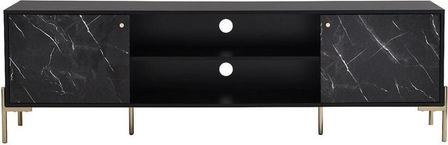 TV-Board Ciemila von Vente-unique in Schwarz mit Marmor-Optik und Goldfarben, Breite: 180 cm - Bild 1