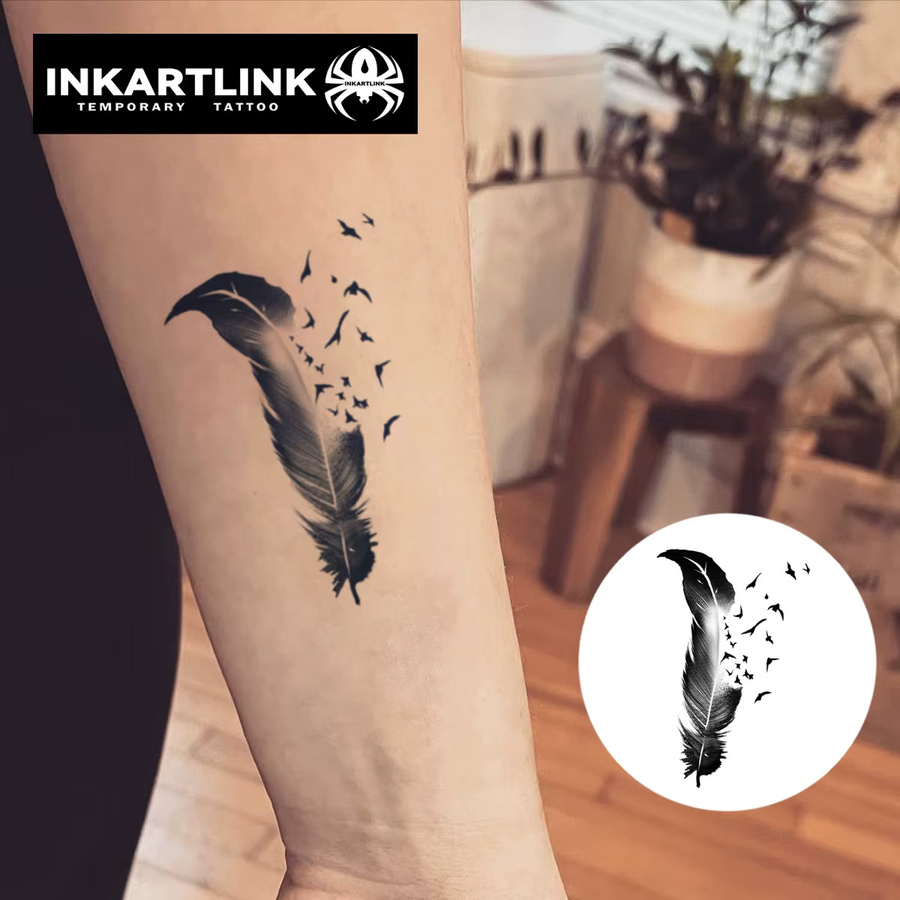 INKARTLINK Temporäres Feder-Tattoo, wasserfest, semi-permanent - Bild 2