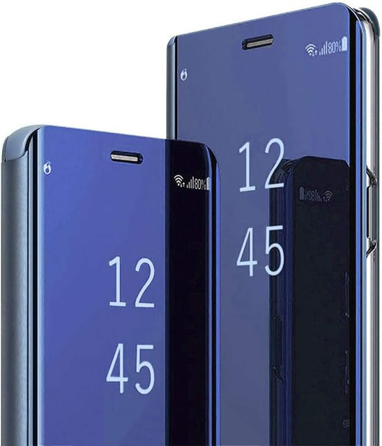 Spiegel-Leder-Brieftaschenhülle für Samsung Galaxy Z Fold 7 6 5 4 3 5G, transparent und purple, stoßfeste Schutzhülle mit Ständer - Bild 1