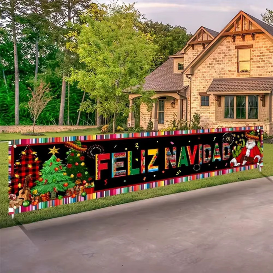 VIKAMA Frohe Weihnachten Banner in Mehrfarbig als Partydeko und Gartenparty Hintergrunddekoration - Bild 3