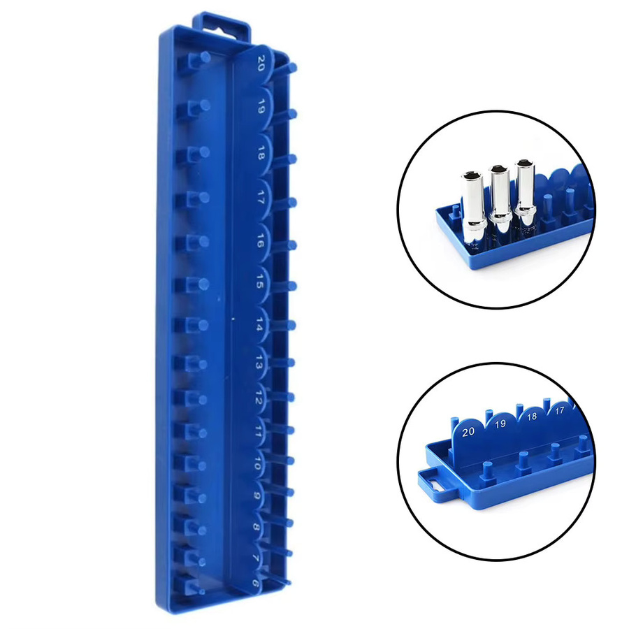 Steckdosensystem Organizer aus Kunststoff in Blau für Garage und Werkstatt, B/T/H: 35,0 x 20,0 x 8,0 cm - Bild 4