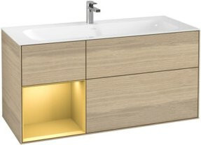 V&B Waschtischunterschrank Finion mit Wandbeleuchtung in Oak Veneer, B: 119,6 cm, H: 49,8 cm - Bild 1