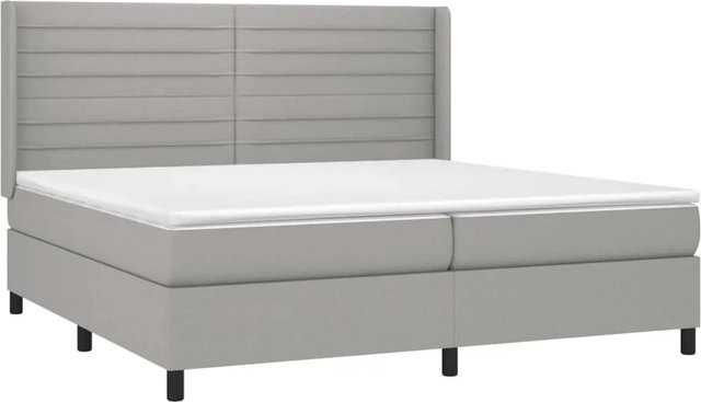 vidaXL Boxspringbett mit Matratze und LED-Beleuchtung in Hellgrau, Hybrid-Bett mit USB-Anschluss und Kopfteil, B/T/H: 200 x 200 x 118 cm - Bild 1