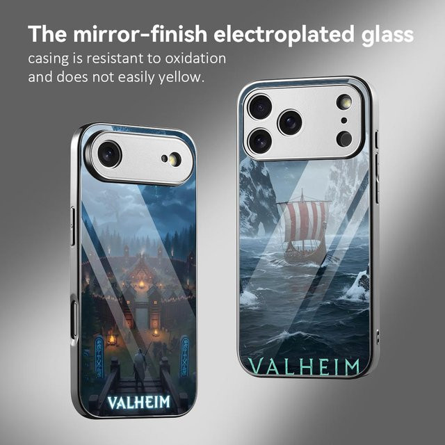 Valheim Videospiel Handyhülle mit galvanisiertem Metall-Stoßfänger für iPhone 17 16 15 14 13 12 Pro Max Plus stoßfest - Bild 1