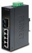 PLANET ISW-511T Switch mit 4 x 10/100 Mbit/s Ethernet/LAN und 1 x 100Base-FX in Schwarz, DIN-Schiene und wandmontierbar - Bild 1