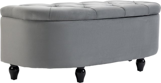 HOMCOM Sitzbank mit Stauraum und offenem Deckel aus Velvet-Touch und Gummiholz, dunkelgrau, B/T/H: 120 x 46 x 42 cm - Bild 1