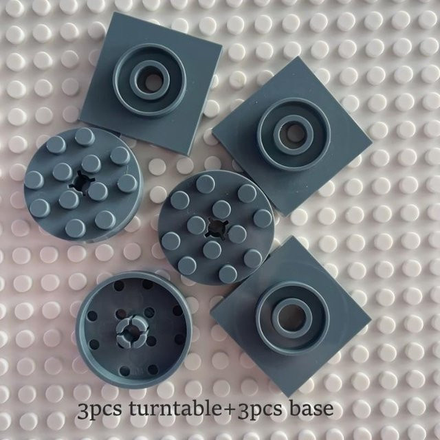 Yiran toy MOC Szene Bausteine 3-teiliges Set graue 4x4 Runde Platte Bau Drehteller - Bild 1